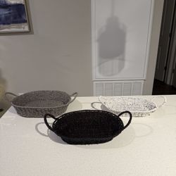3 wicker baskets with Handles -never used