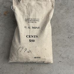 1998 Unopened  Philadelphia Mint Bag of 5,000 Pennies 