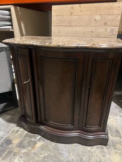 Traditional Buffet Cabinet / Home Bar Cabinet with Faux Marble Top
