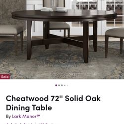 72" Solid Oak Dining Table