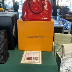 Louis Vuitton, Red Pattern Monogram, Leather Vernice Leather