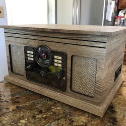 Victrola Nostalgic 6-in-1 Bluetooth Record Player & Multimedia Center with Built-in Speakers – 3-Speed Turntable, CD & Cassette Player, AM/FM Radio, 