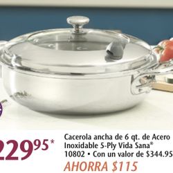 6 Qts Vida Sana Princess House Caserola 