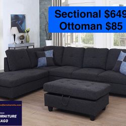 Brand New Grey Sectional Sofa Couch 