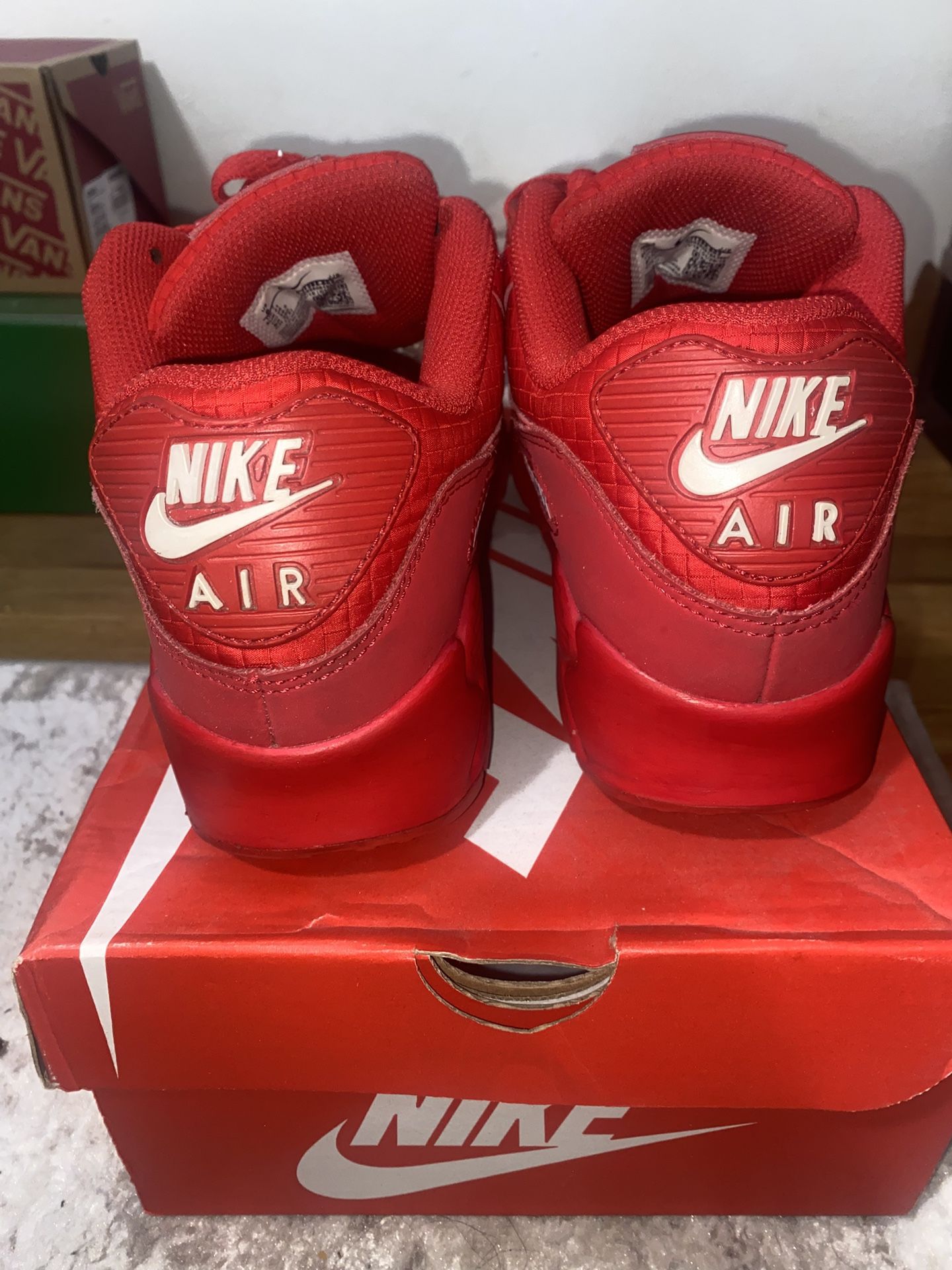 Nike Air Max 90 Essential University Red Leather AJ1285-602 Mens 