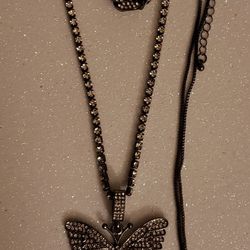 A Beautiful Bling Butterfly Double Necklace 