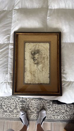 Framed Leonardo da Vinci Head of a Young Woman Sketch Print