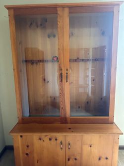 Wooden Gun Cabinet with Glass Doors