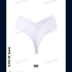White Ruched Bikini Bottom - XL