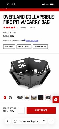 Rough Country Overland Collapsible Fire Pit w/ Carry Bag $100firm