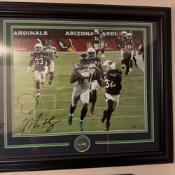 DK Metcalf Autographed 28x24 Framed Picture 