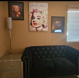 Glam Suede Tuffeted Sofa with Rhinestones