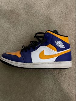 Men’s yellow and purple Air Jordans