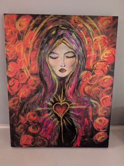 Precious Saint Wrap Around Canvas Print With Acrylic Metallic Touch Ups By the local Artist 16x20
