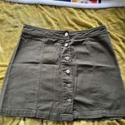 Olive Green Button Down Skirt 