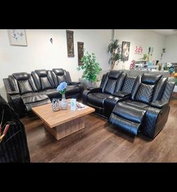 Black Recliner sofa set New  ( black, white and red colors )