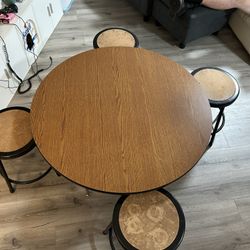 round school table with stools