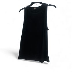 Black Ribbed Tank Top With Asymmetrical Design 