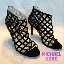 Michael Kors Yvonne Crystal Cage Suede Sandal Size 8.5M