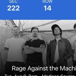 Rage Against The Machine Tickets 8/9/22 MSG Garden