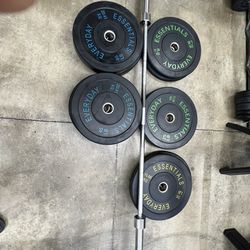 405 Lb Olympic Bumper Weight Set And Lifting Belt