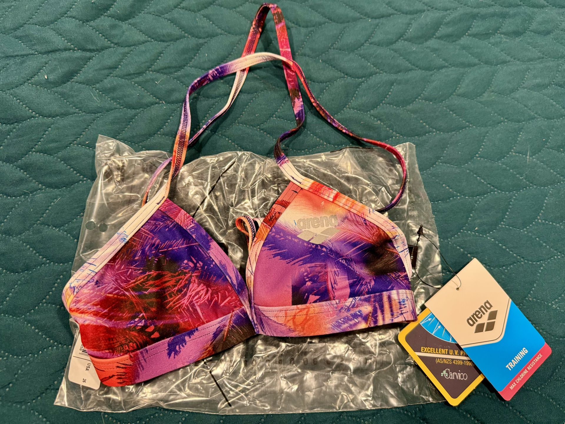 Arena Tie Back Swimsuit Top Tropical Print XS