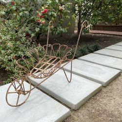 Metal Yard Art Wheel Barrel 