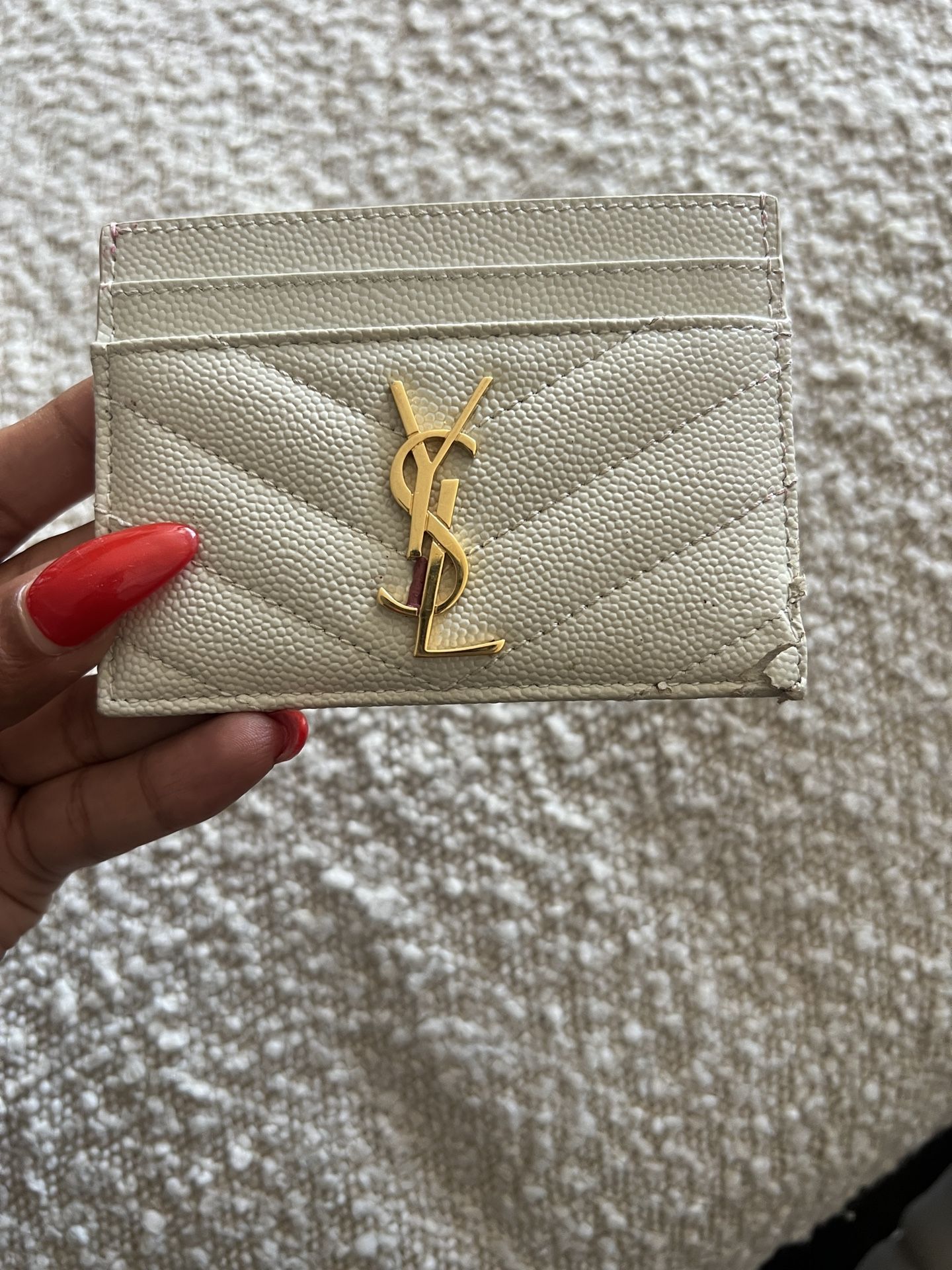 YSL Ivory Card Wallet Holder 