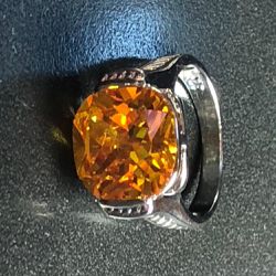 925 Sterling Silver Citrine Gemstone Ring 