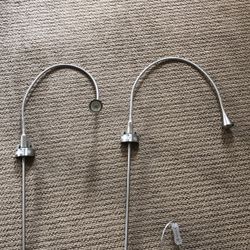 Adjustable brush nickel bed or wall mounted reading lamps