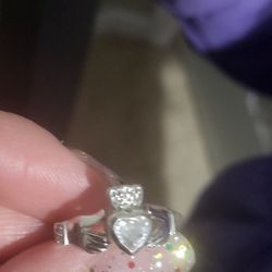 Claddagh Ring Size 5 Sterling Silver Cubic Zirconia 