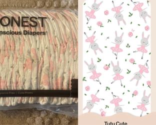 New The Honest Company Hypoallergenic Clean Conscious Diapers Size 2 (12-18 lbs) 31 Cnt - Tutu Cute