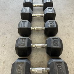 Rubber Hex Dumbbells 