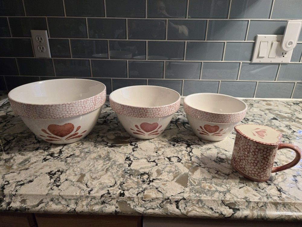 Vintage Ceramic Bowls And Matching Mug 