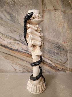 Gothic Skeleton Hand and Snake Candle Holder