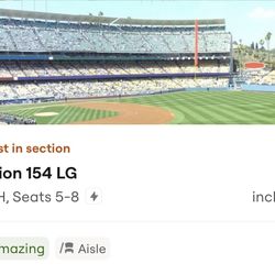 Dodgers Tickets April 11th Section lodge 154 Row H