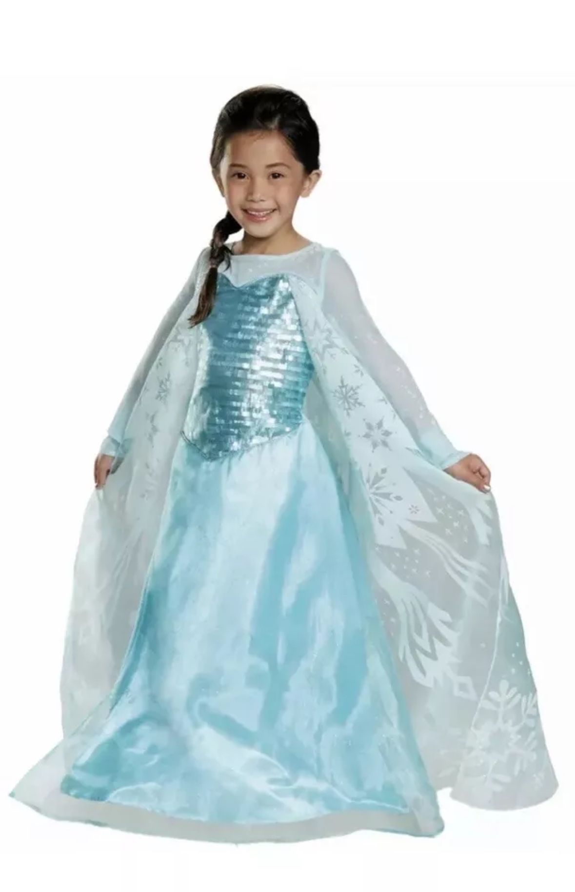 NWT Disney Medium 7-8 Frozen Princess Elsa Halloween Dress Costume & Ring NEW
