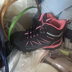 Black And Gray And Pink And Black Non Slip Work Shoes 