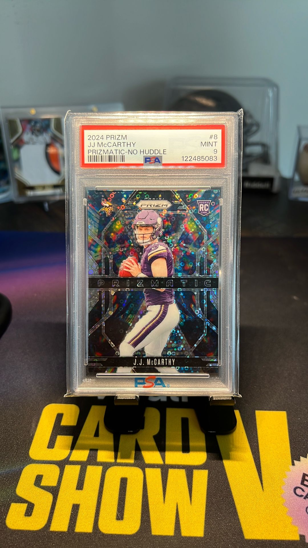 2024 Prizm Prismatic No Huddle JJ McCarthy RC PSA 9 Minnesota Vikings