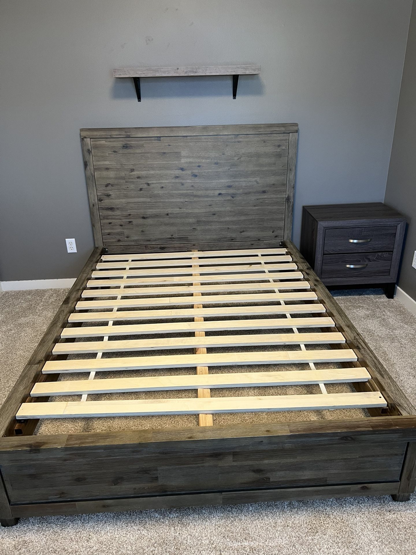 Full Bed frame and nightstand. Pending Pickup
