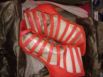 Woman's Vince Camutto Heels Size 8.5 Red Brand New With Box And Wrapping 