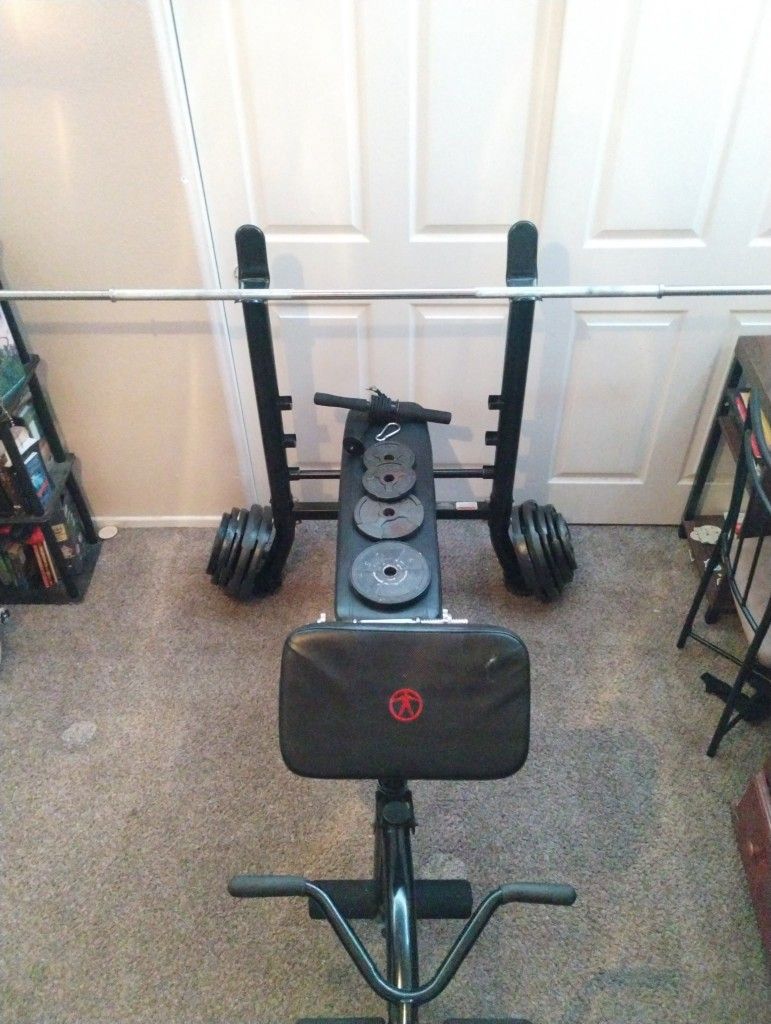 Work Out Bench Bar And Weights