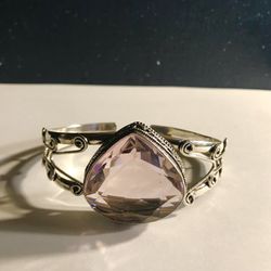 Kunzite 925 Sterling Silver Cuff Bracelet 