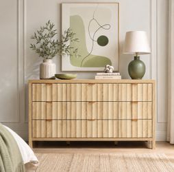 Natural Oak Fluted 9 Drawer Dresser