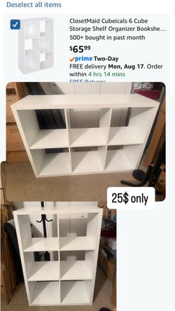 6-Cube Bookcase,Open Metal Storage Display Bookshelf Cube Shelf,Sturdy,Small Book Shelf,Home Office,Living Room,White Cubeicals 6 Cube Storage Shelf O