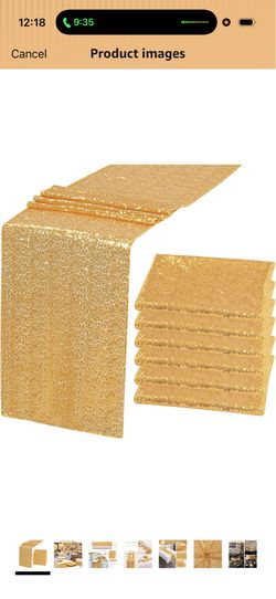 6 Pack Sequin Table Runner Sequin Table Cloths 12" x 108" Sparkle Table Runner for Baby Bridal Shower Wedding Birthday Party Table Decor (Champagne Go