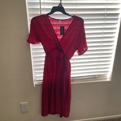 Red v neck dress