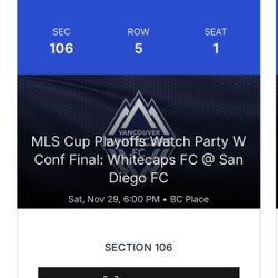 San Diego FC Vs Vancouver Whitecaps FC MLS Cup Conference Finals Saturday November 29th