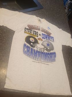 Men lg Hazelwoods Premium SUPERBOWL 1996 STEELERS VS COWBOYS short sleeve vintage tee New w/tags Lot 100
