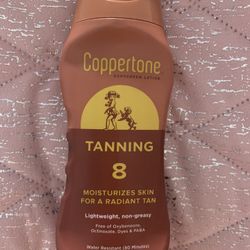Coppertone Tanning Sunscreen Lotion, Water Resistant Body Sunscreen SPF 8, Broad Spectrum SPF 8 Sunscreen, 8 Fl Oz Bottle   